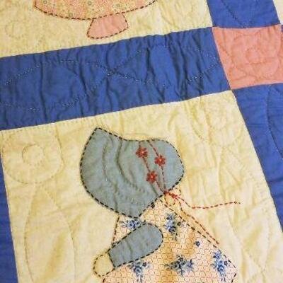 Lot #607: Antique Quilt w/ Little Girl In bonnet Theme