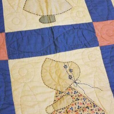 Lot #607: Antique Quilt w/ Little Girl In bonnet Theme