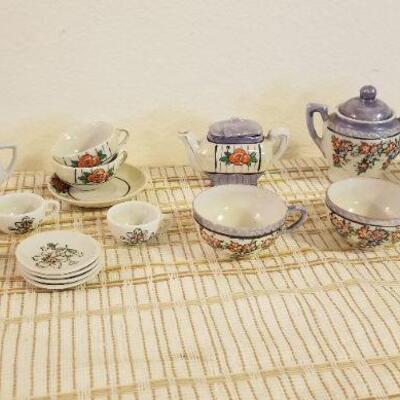 Lot #610: Large Assortment of Vintage Children's Tea set Pieces