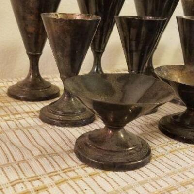 Lot #618: Vintage PEWTER Ice Cream Set