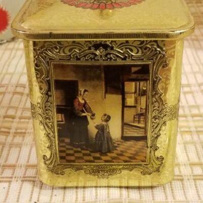 Lot #624: Huge Bundle of Assorted Vintage Tin Deco Containers Holiday