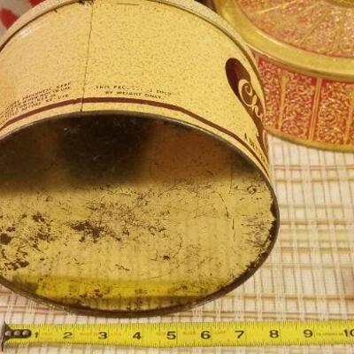 Lot #624: Huge Bundle of Assorted Vintage Tin Deco Containers Holiday