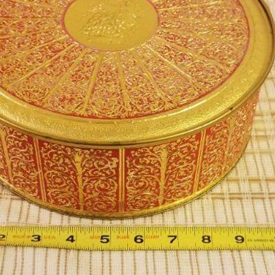 Lot #624: Huge Bundle of Assorted Vintage Tin Deco Containers Holiday