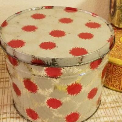 Lot #624: Huge Bundle of Assorted Vintage Tin Deco Containers Holiday