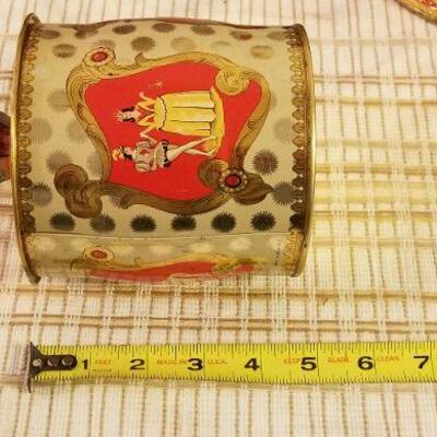 Lot #624: Huge Bundle of Assorted Vintage Tin Deco Containers Holiday