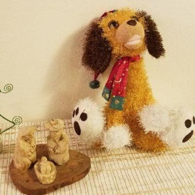 Lot #631: Christmas Deco (Puppy, Tree and Nativity Scene)