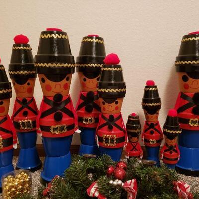 Lot #634: Vintage Christmas Handmade Soldiers, Light and Ornament Bundle