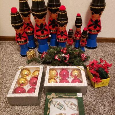Lot #634: Vintage Christmas Handmade Soldiers, Light and Ornament Bundle