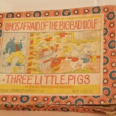 Lot #642: Vintage 3 Little Pigs Made in Japan Mid Century Modern Toy Set w/ Box