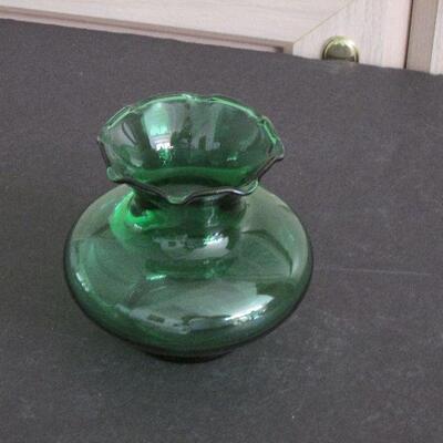 Lot 232- Anchor Hocking Forest Green Crimped Vase