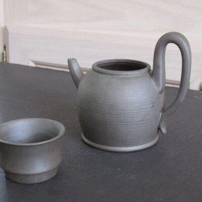Lot 236- Gray Metallic Teapot and Cup
