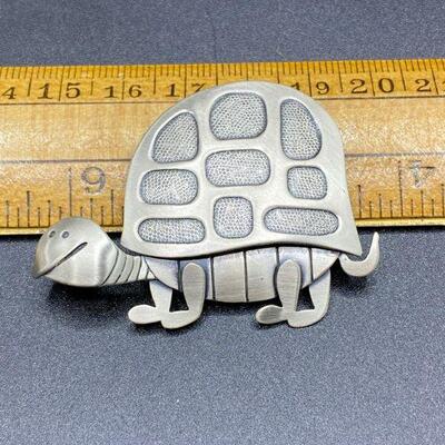 Vintage Sterling Silver Turtle Tortoise Pin from Beau Sterling 