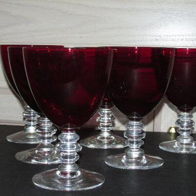 Lot 282- Ruby Glasses with Ball Stems