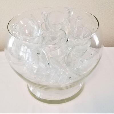 Lot #17  Large Crystal Punch/Center Bowl w/24 matching cups