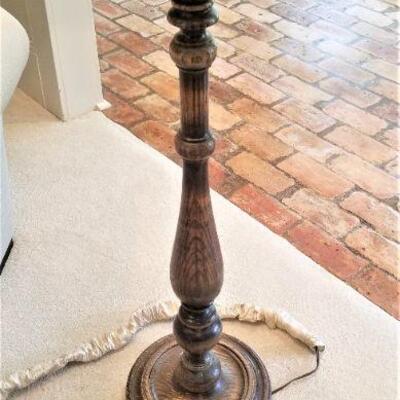 Lot #25  Great Antique Candle stand Modified into a Floor Lamp