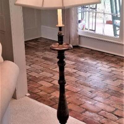 Lot #25  Great Antique Candle stand Modified into a Floor Lamp