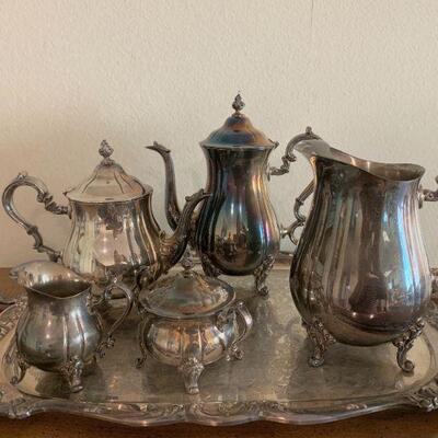 LOT 48. GORHAM SILVER PLATE "HERITAGE" COFFEE/TEA SET
