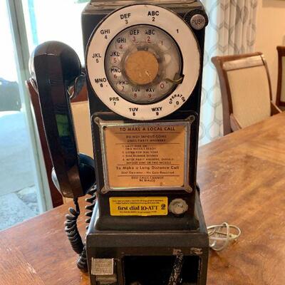 LOT 49 OLD WALL MOUNTED ROTARY DIAL PAY PHONE CONVERTED 