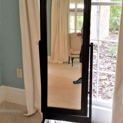 Lot #39  Cheval Style Mirror w/mirrored jewelry compartment