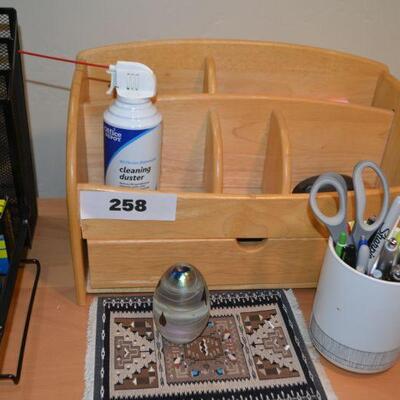 LOT 258 OFFICE SUPPLIES AND DESK ORGANIZER