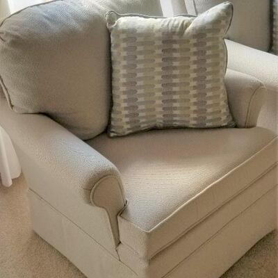 Lot #55  Matched Pair of Swivel Armchairs - Neutral Color