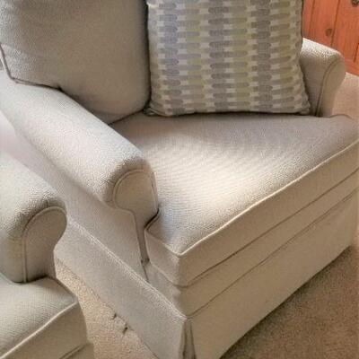 Lot #55  Matched Pair of Swivel Armchairs - Neutral Color
