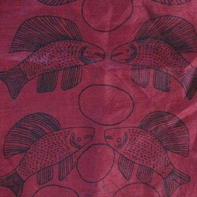 Lot 323- Red and Black Fish Scarf 