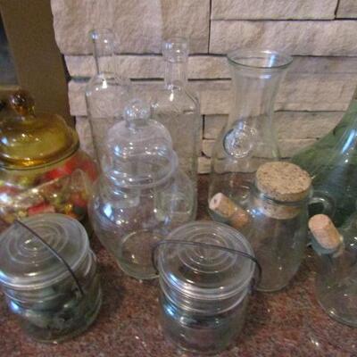 LOT 112  GLASS CONTAINERS