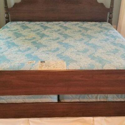 Lot #70  King Size Four Poster Bed with mattress and bedding