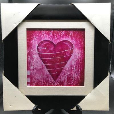 Framed Decor Art NIB Pink Heart