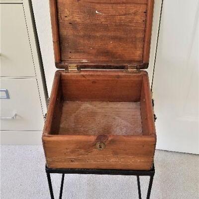 Lot #73  Small Wooden Box on Metal Stand