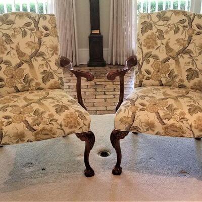 Lot #79  Pair of Stylish Armchairs - Bird on Branch Mofit