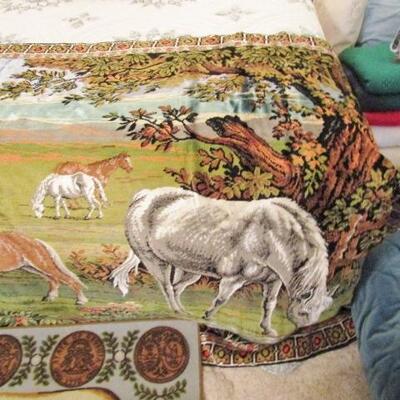 LOT 145  LARGE WALL TAPESTRY AND AREA RUG