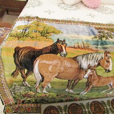 LOT 145  LARGE WALL TAPESTRY AND AREA RUG