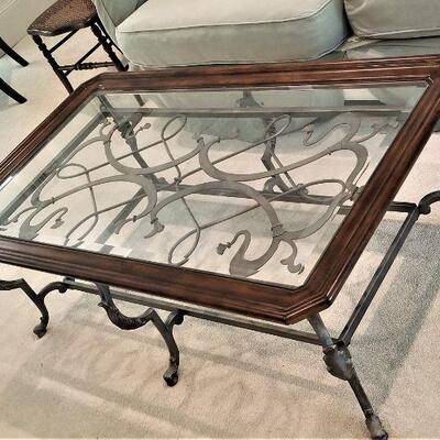 Lot #81  Contemporary Coffee Table - Glass/Wood/Metal