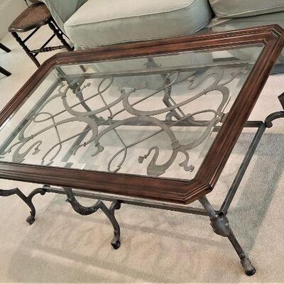 Lot #81  Contemporary Coffee Table - Glass/Wood/Metal