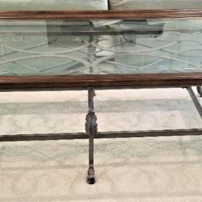 Lot #81  Contemporary Coffee Table - Glass/Wood/Metal