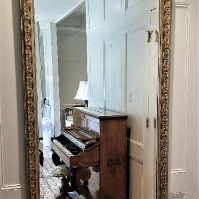 Lot #84  Big and Beautiful Beveled Wall Mirror with Gilded Edges