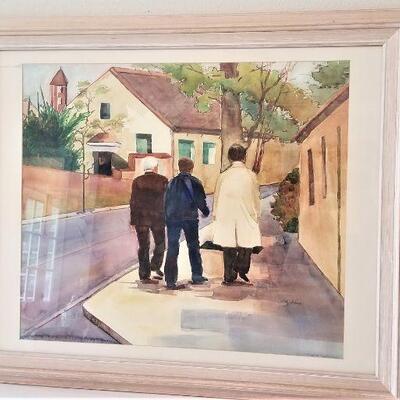 Lot #88 Original Watercolor by Joy Holmes "Old Man & 2 Sons"