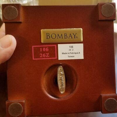 Lot #89  Bompbay Co. Glass Compote and Musical Ring Holder