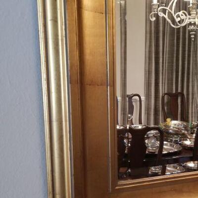 Lot #97  Large Wall Mirror - Beveled - in Gold Frame