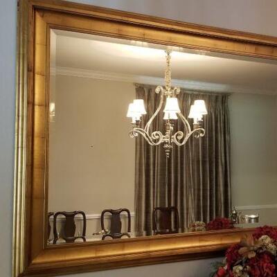 Lot #97  Large Wall Mirror - Beveled - in Gold Frame