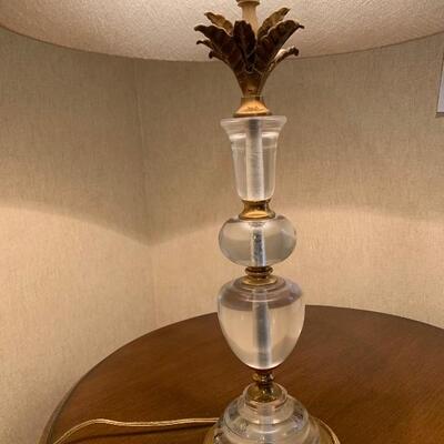 Elegant Brass Pineapple & Glass Lamp Quality Pleaded Shade