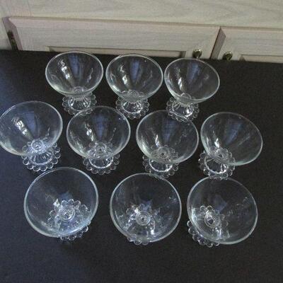 Lot 337- Anchor Hocking Clear Boopie Sherbet Glasses