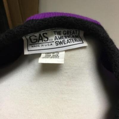 Gas Co. The Great American Sweater Co. vintage Black & Purple Striped Sweater, one size fits all