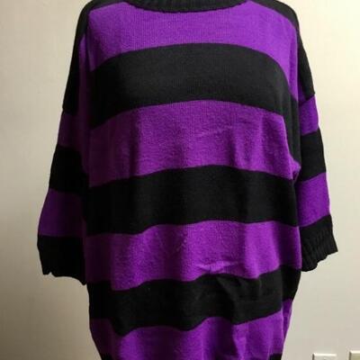 Gas Co. The Great American Sweater Co. vintage Black & Purple Striped Sweater, one size fits all