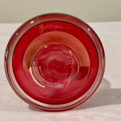LOT 53 Signed Art Glass Vase ZELLIQUE