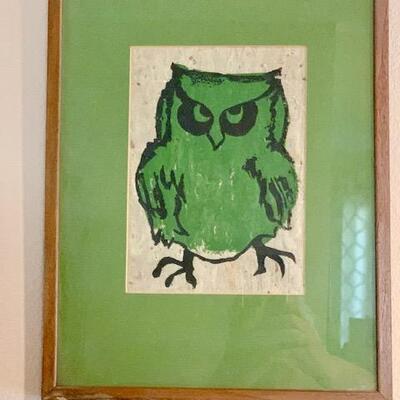 LOT 59 Framed Owl Block Print