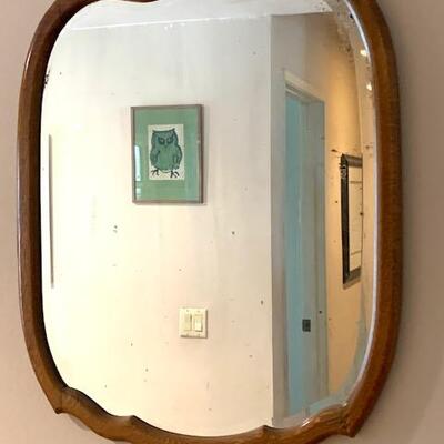 LOT 62 Vintage Beveled Mirror Oak Frame