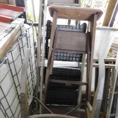 Assortment of Step Ladders and Hand Truck (A)